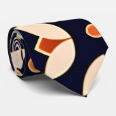 Blume Isometrisches blaues Beige Blumenmuster Krawatte (Gerollt)