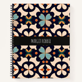 Blume Isometrisches blaues orangefarbenes florales Notizblock