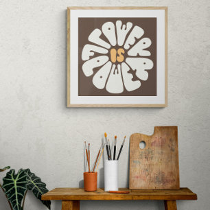 Blume ist Blume Retro Vintag Brown BG Poster