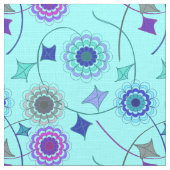 Blume Ivy Blue Modern Fabric Stoff (Nahaufnahme)