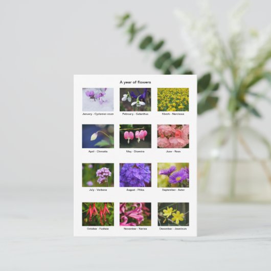 Blume Jahr Postkarte (Stehend Vorderseite)