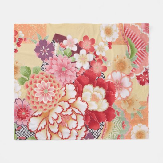 Blume, japanisches Design Fleecedecke (Vorderseite (Horizontal))
