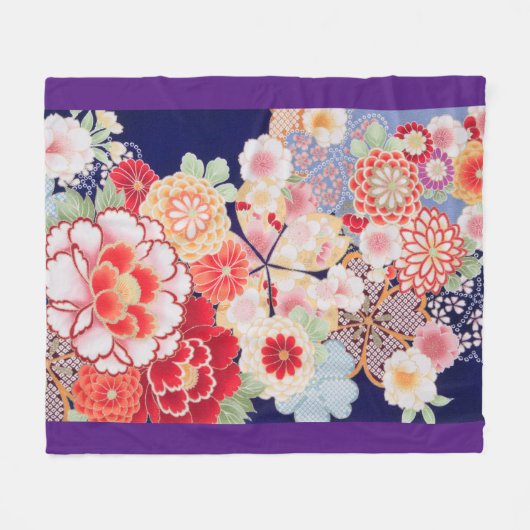 Blume, japanisches Design Fleecedecke (Vorderseite (Horizontal))