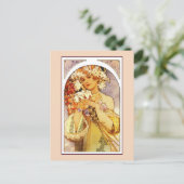 Blume, Jugendstil Alphonse Alfons Mucha Postkarte (Stehend Vorderseite)