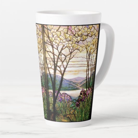 Blume Jugendstil aus Glas Iris Latte Tasse (Rechte Ecke)