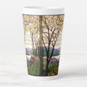 Blume Jugendstil aus Glas Iris Latte Tasse (Vorderseite)