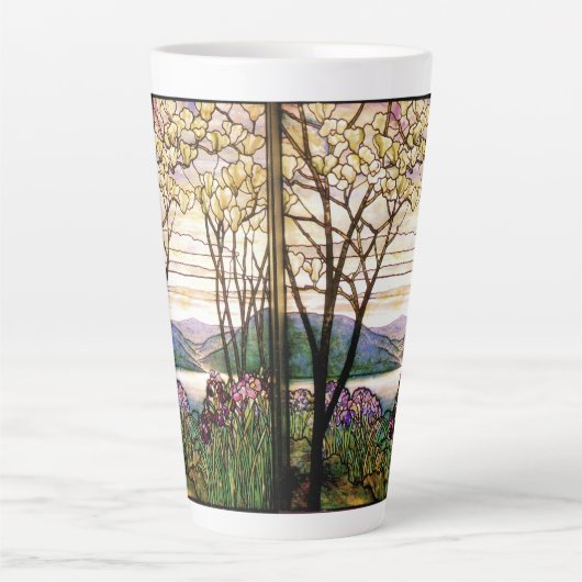 Blume Jugendstil aus Glas Iris Latte Tasse (Vorderseite)