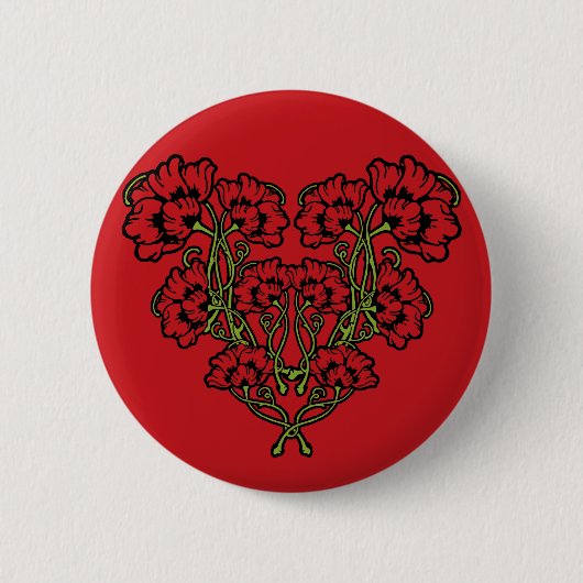 Blume Jugendstil Pinback Schaltfläche Button (Vorderseite)