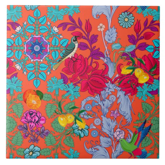 Blume, Jugendstil, William Morris-Stil Fliese (Vorderseite)