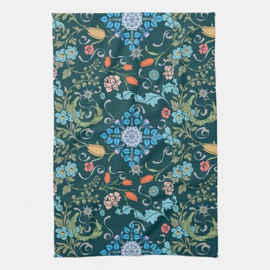 Blume, Jugendstil, William Morris-Stil Geschirrtuch (Vertikal)