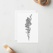 Blume Juli Geburtstagskarte, Larkspur Mitteilungskarte (Vorderseite/Rückseite Beispiel)