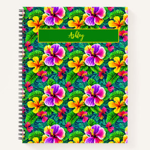 Blume Jungle Leaf für tropischen Hibiskus hinzufüg Notizblock