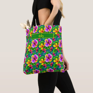 Blume Jungle Leaf für tropischen Hibiskus hinzufüg Tasche