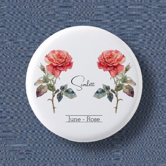 Blume Juni Rose Button