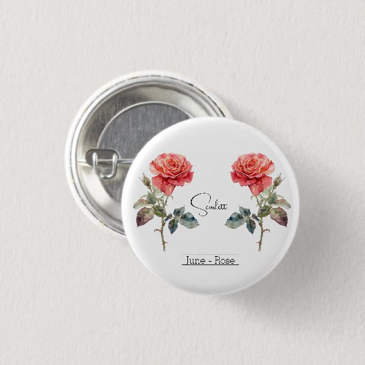 Blume Juni Rose Button (Vorne & Hinten)