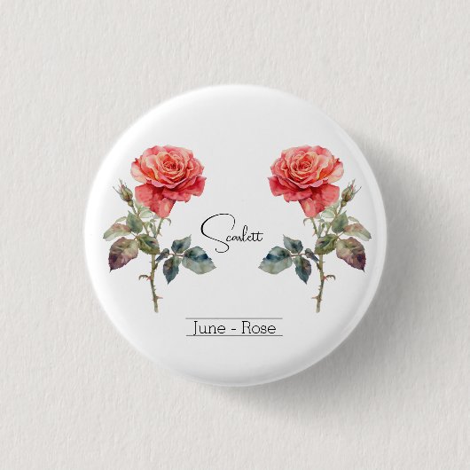 Blume Juni Rose Button (Vorderseite)