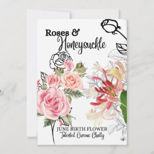 Blume, Juni, Rose, Honeysuckle Feiertagskarte