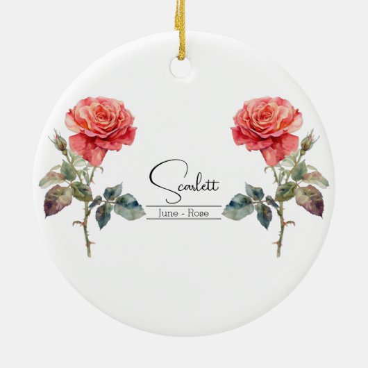 Blume Juni Rose Keramik Ornament (Hinten)