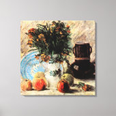 Blume, Kaffeeepot und Obst von Vincent van Gogh Leinwanddruck (Vorderseite)