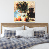 Blume, Kaffeeepot und Obst von Vincent van Gogh Leinwanddruck (Insitu (Schlafzimmer))