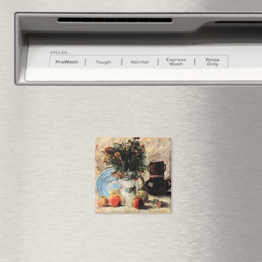 Blume, Kaffeeepot und Obst von Vincent van Gogh Magnet (In Situ (Geschirrspüler))