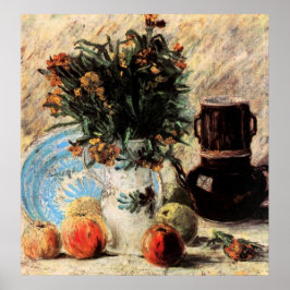 Blume, Kaffeeepot und Obst von Vincent van Gogh Poster