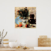 Blume, Kaffeeepot und Obst von Vincent van Gogh Poster (Küche)