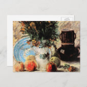 Blume, Kaffeeepot und Obst von Vincent van Gogh Postkarte (Vorne/Hinten)