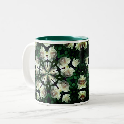 Blume Kaleidoskop Art Zweifarbige Tasse (Vorderseite Links)