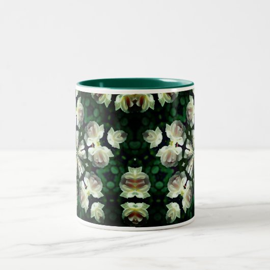 Blume Kaleidoskop Art Zweifarbige Tasse (Mittel)