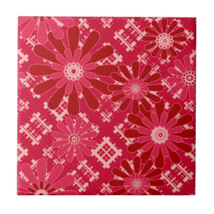 Blume kariert , blumig , kariert , rot , rot , rus fliese