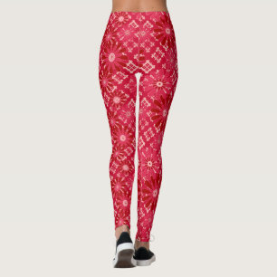 Blume kariert , blumig , kariert , rot , rot , rus leggings