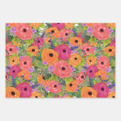 Blume, Kariert und geometrisch | Warme Farben Geschenkpapier Set (Vorderseite)