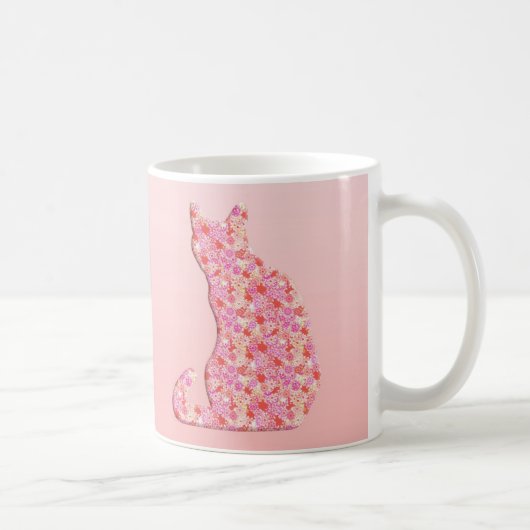 Blume Kat - Korallenorange und Rosa Kaffeetasse (Rechts)