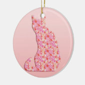 Blume Kat - Korallenorange und Rosa Keramik Ornament (Links)