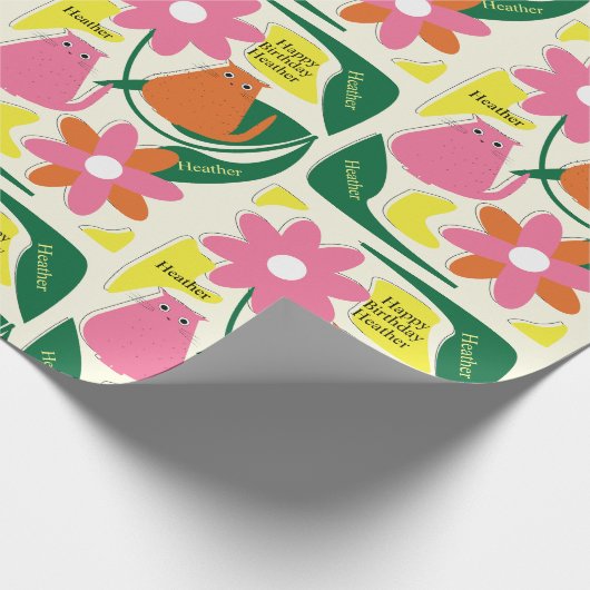 Blume Katzen Hinzufügen von Empfängern Name Niedli Geschenkpapier (Ecke)