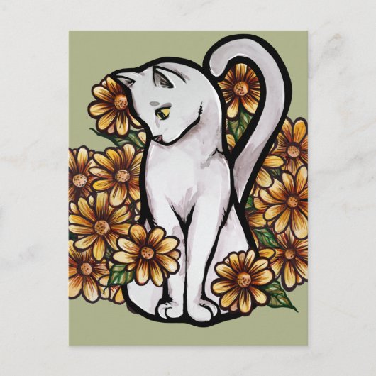 Blume Katzen Postkarte (Vorderseite)