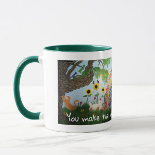 Blume, Katzen und Regenbogen Tasse
