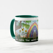 Blume, Katzen und Regenbogen Tasse (Vorderseite Links)