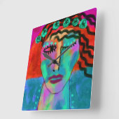 Blume Kind Abstrakte Kunst Quadratische Wanduhr (Winkel)