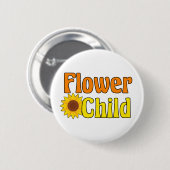 Blume Kind Niedlich Hippie Sonnenblume 70er Button (Vorne & Hinten)