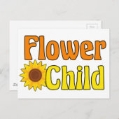 Blume Kind Niedlich Hippie Sonnenblume 70er Postkarte (Vorne/Hinten)