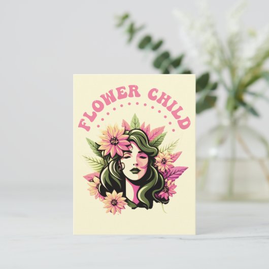 Blume Kind Postkarte (Stehend Vorderseite)
