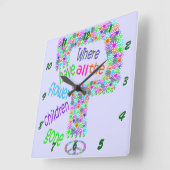 Blume Kinder Quadratische Wanduhr (Winkel)