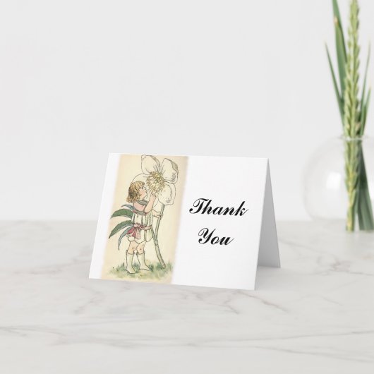 Blume Kinder Vintag Illustration Winter Rose Dankeskarte (Vorderseite)