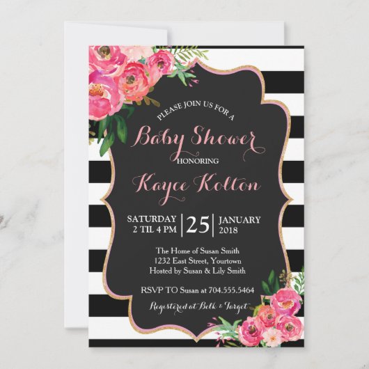 Blume Kinderdusche Einladung (Vorderseite)