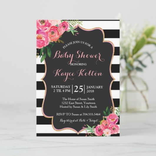 Blume Kinderdusche Einladung (Stehend Vorderseite)