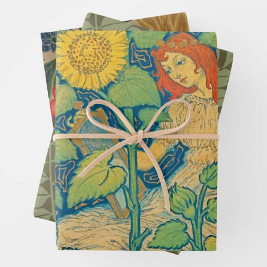 Blume Kinderfrau im Sonnenblumengarten Geschenkpapier Set (Beispiel)