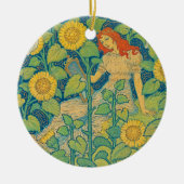 Blume Kinderfrau im Sonnenblumengarten Keramik Ornament (Vorne)