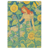 Blume Kinderfrau im Sonnenblumengarten Klemmbrett (Rückseite)